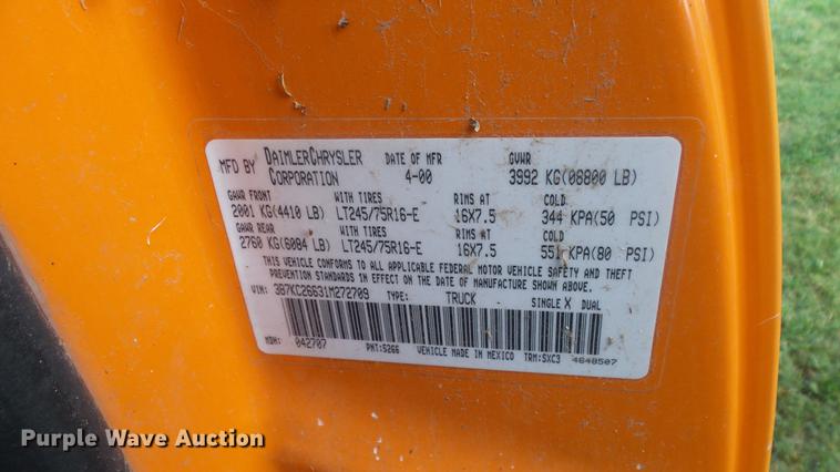 image for item ER9537 2001 Dodge Ram 2500 pickup truck