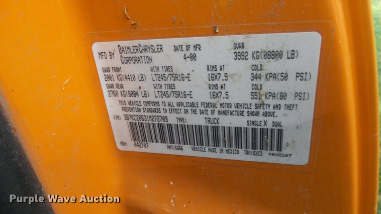 image for item ER9537 2001 Dodge Ram 2500 pickup truck