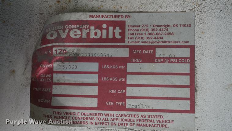 image for item DB6017 2003 Overbuilt tilt deck equipment trailer