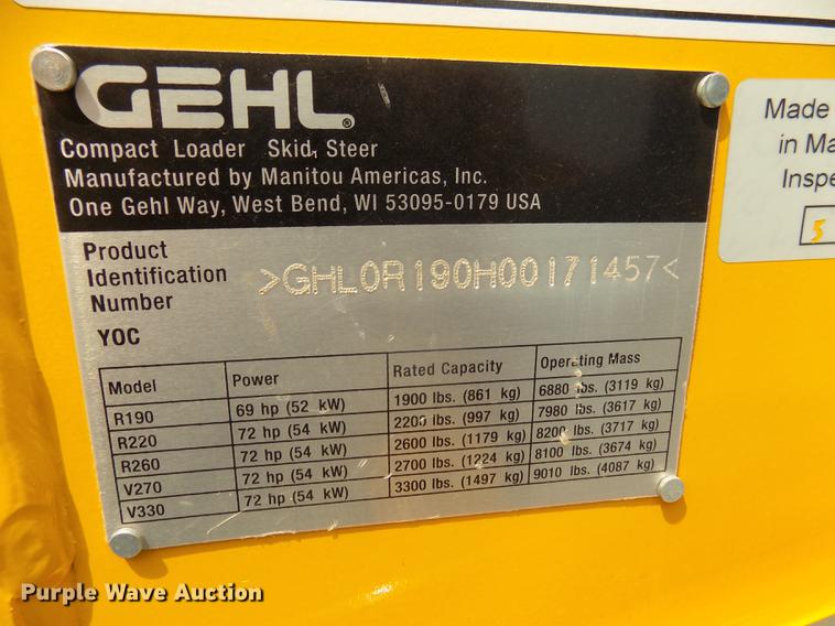 image for item DB8710 2014 Gehl R190 skid steer