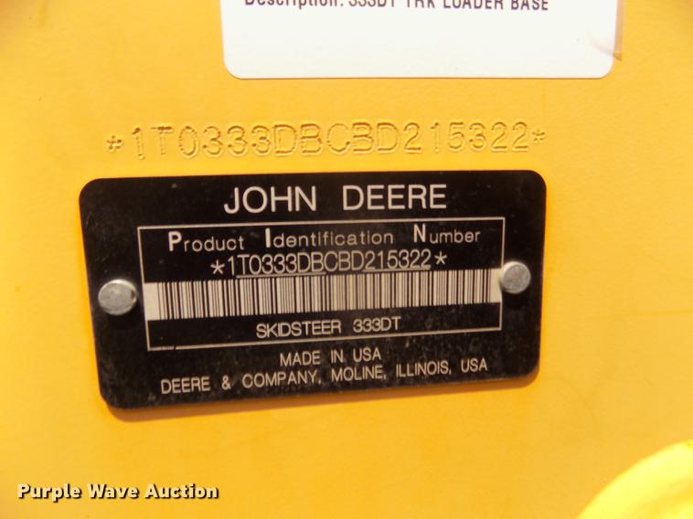 image for item DB8712 2012 John Deere 333D skid steer