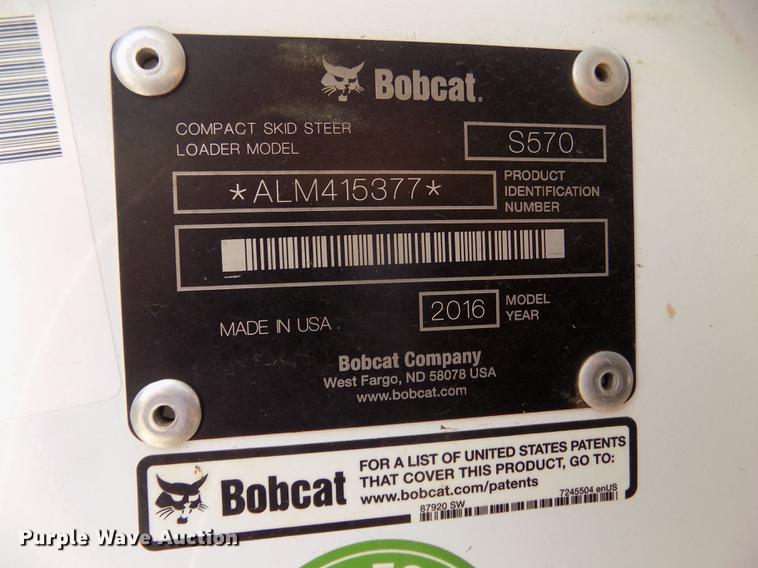 image for item DB8713 2016 Bobcat S570 skid steer