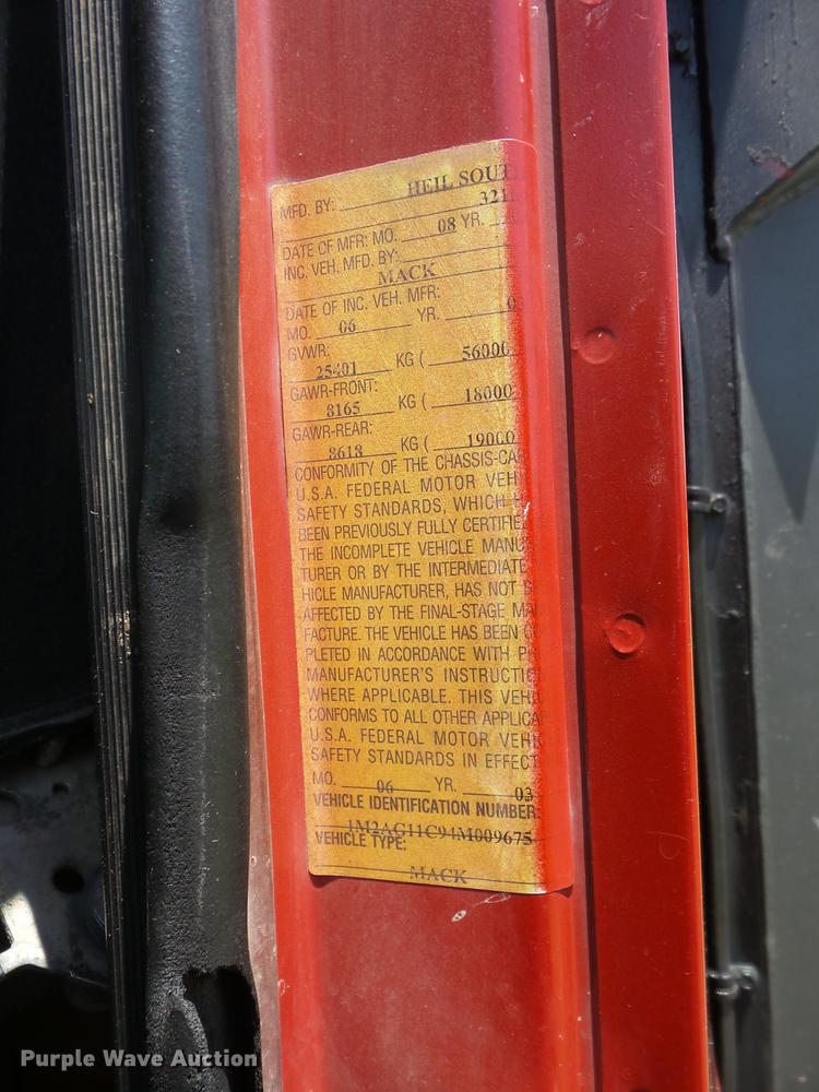 image for item K6272 2004 Mack CV713 Granite dump truck