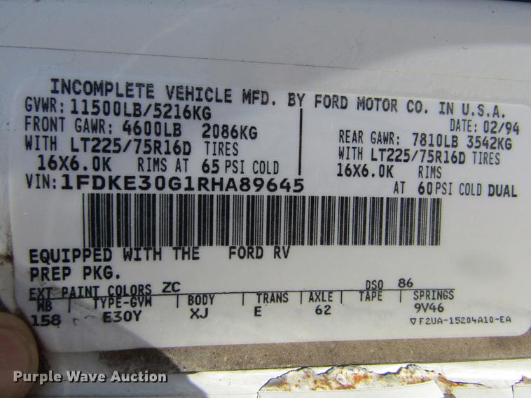 image for item DD5760 1994 Ford Econoline E450 van