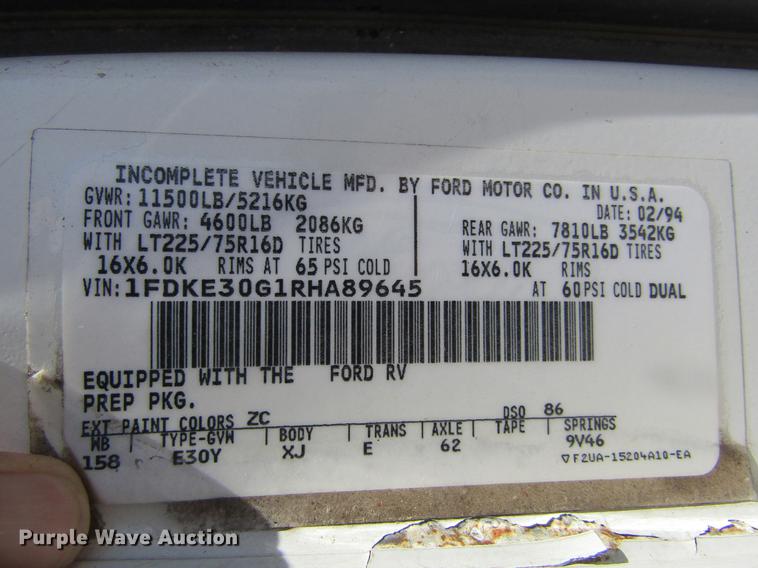 image for item DD5760 1994 Ford Econoline E450 van