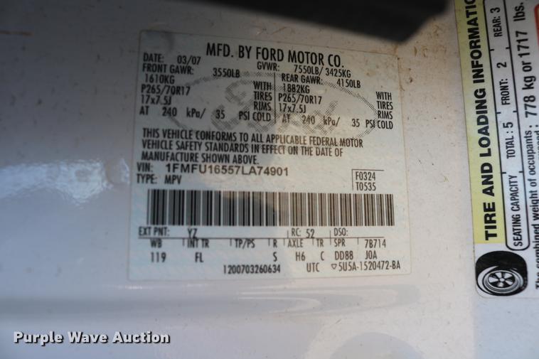 image for item DD8283 2007 Ford Expedition SUV