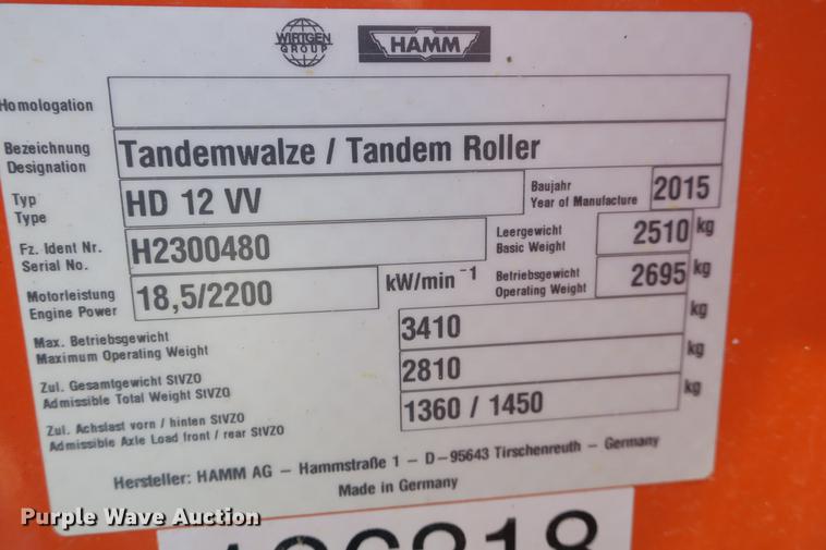 image for item DE3745 Hamm HD-12 double drum vibratory roller