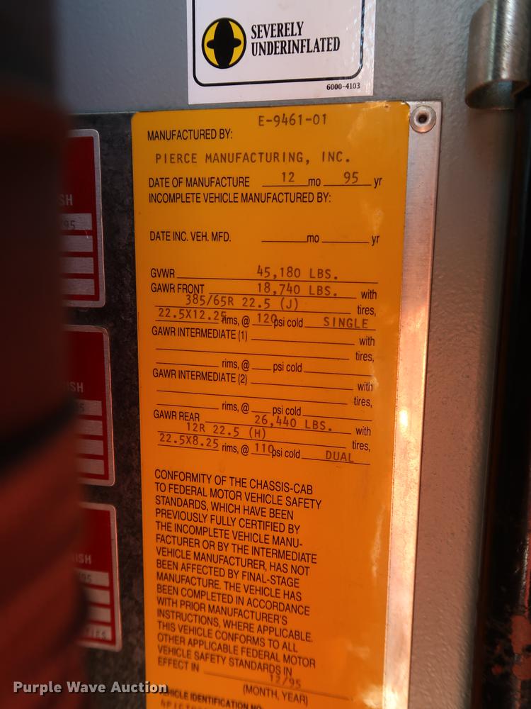 image for item DF3251 1996 Pierce fire truck