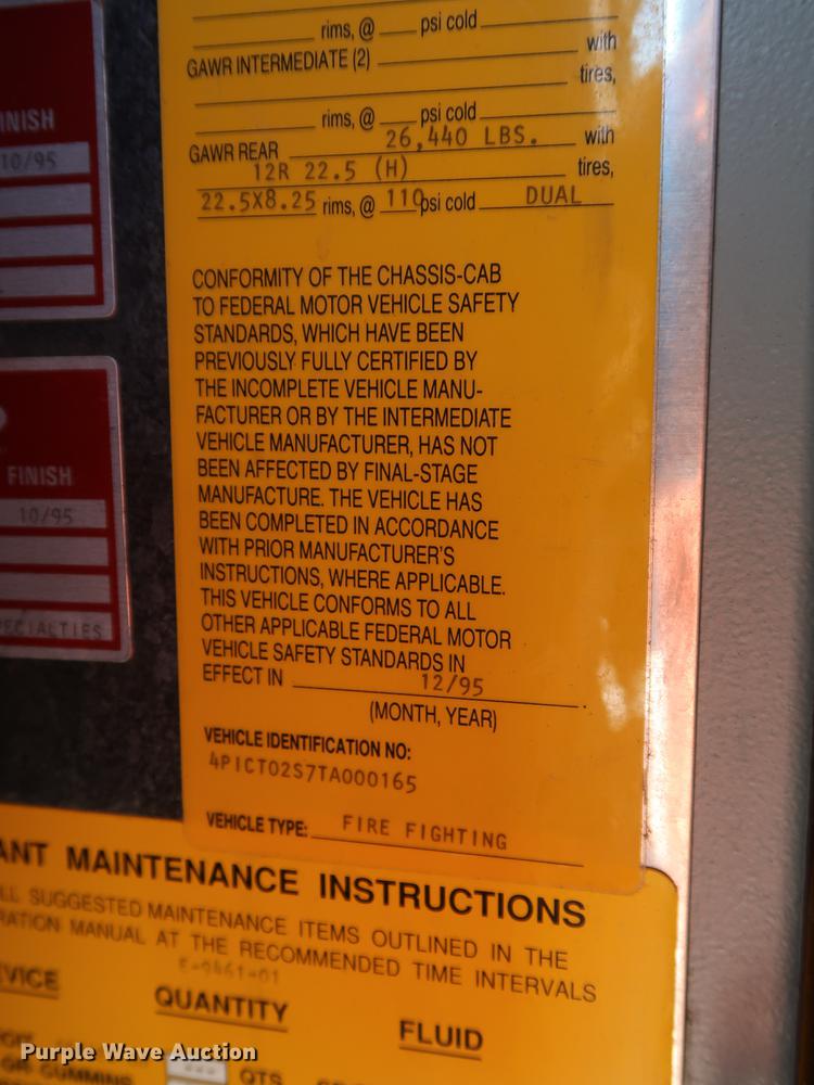 image for item DF3251 1996 Pierce fire truck