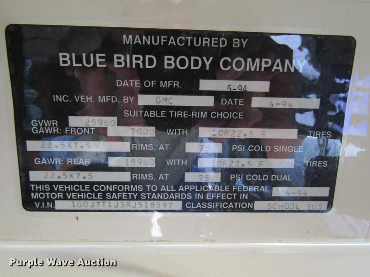 image for item DF3818 1995 GMC Blue Bird DV200G shuttle bus