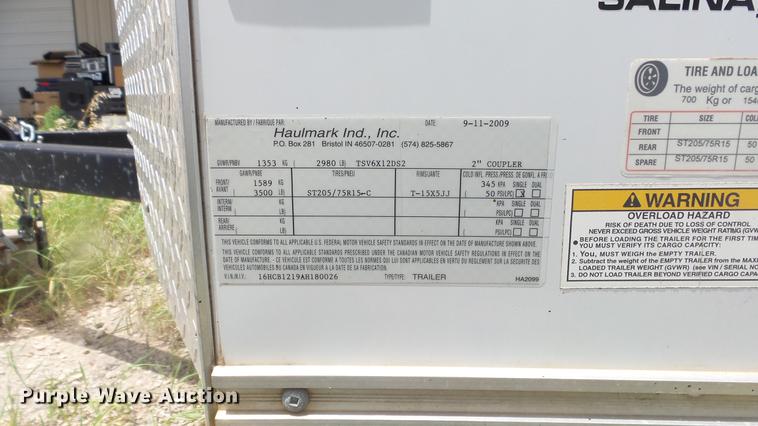 image for item DF4289 2010 Haul Mark enclosed cargo trailer
