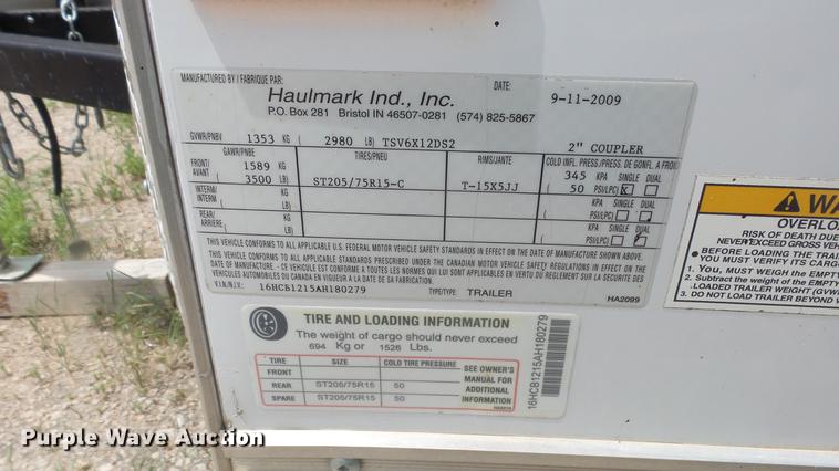image for item DF4290 2010 Haul Mark enclosed cargo trailer