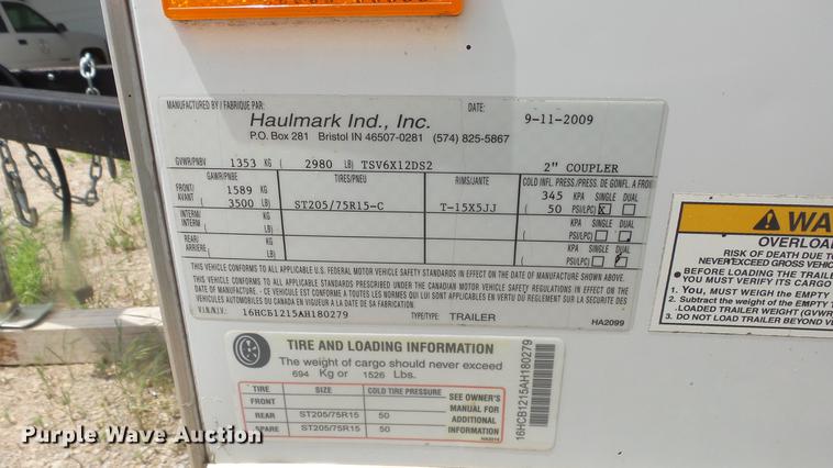 image for item DF4290 2010 Haul Mark enclosed cargo trailer