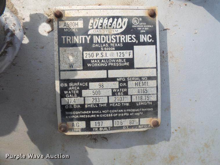image for item DV9346 1974 Trinity propane tank