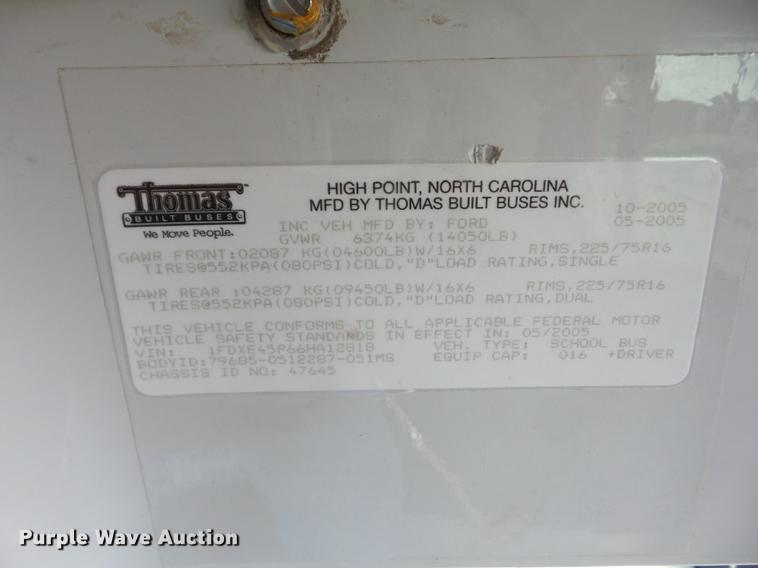 image for item EI9834 2007 Ford E450 school bus