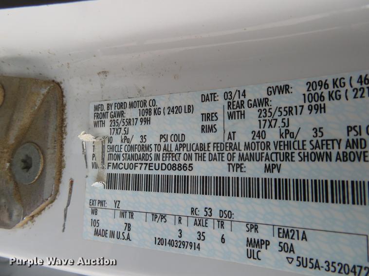 image for item EJ9664 2014 Ford Escape SUV