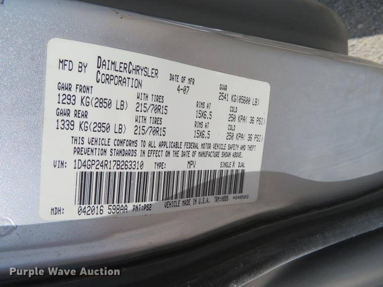 image for item EJ9671 2007 Dodge Grand Caravan van