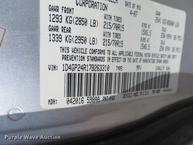 image for item EJ9671 2007 Dodge Grand Caravan van