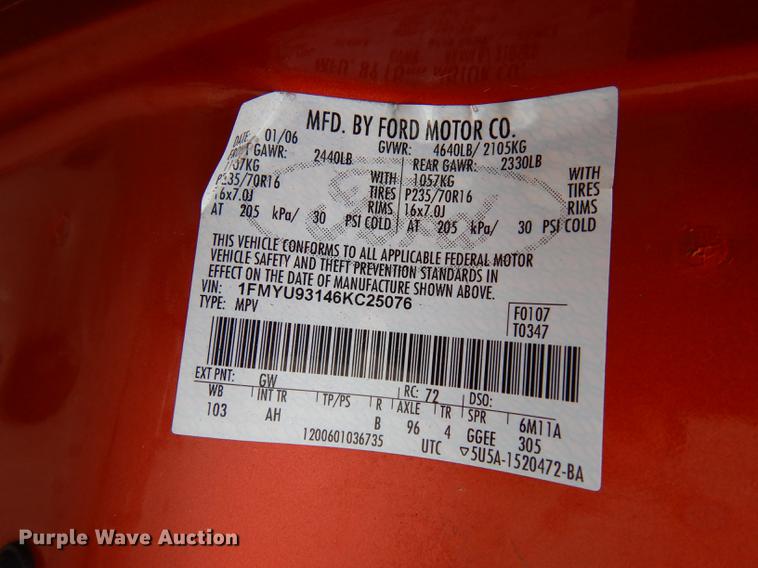 image for item DE1774 2006 Ford Escape XLT SUV