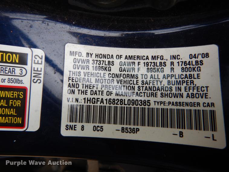 image for item DE1776 2008 Honda Civic