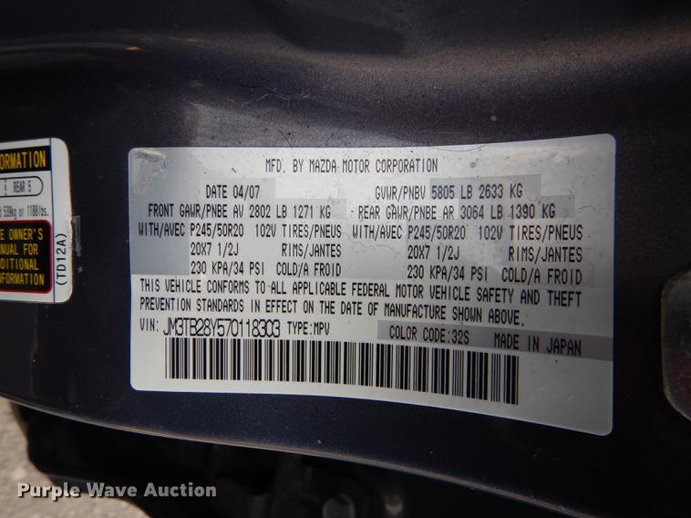 image for item DE1803 2007 Mazda CX9 SUV