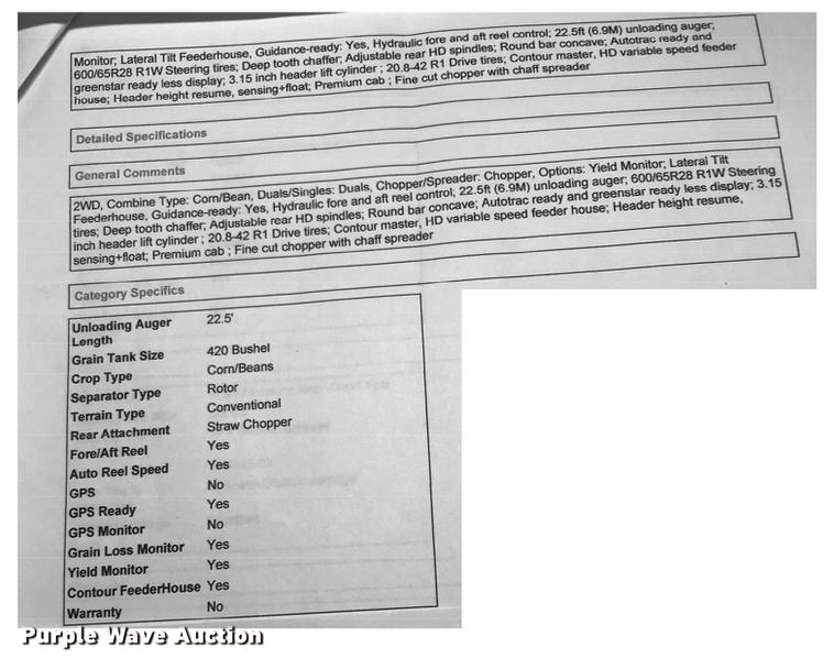 image for item DD1143 2008 John Deere 9770 combine