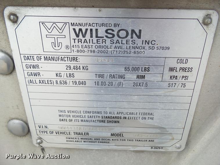 image for item DZ9347 2015 Wilson DWH 550B double hopper grain trailer