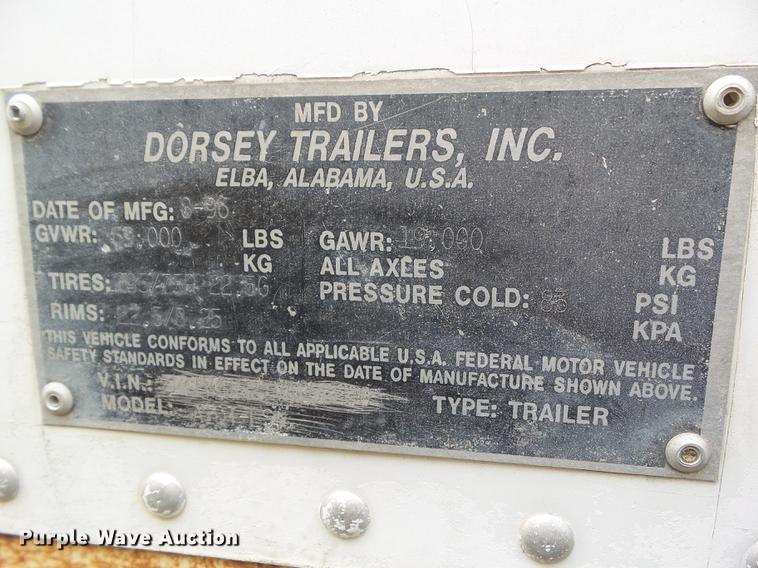 image for item DZ9369 1997 Dorsey enclosed tender trailer