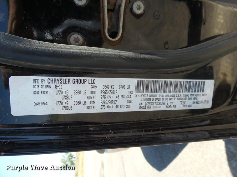 image for item DD1163 2012 Dodge Ram 1500 pickup truck