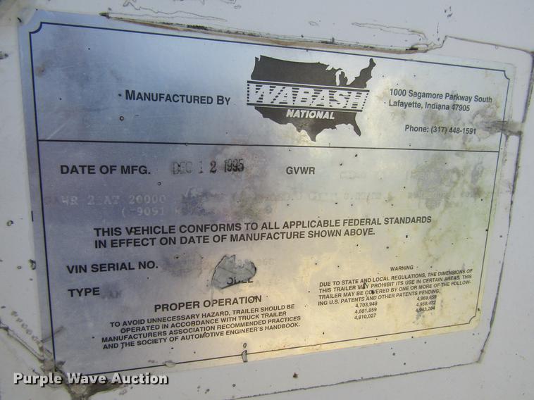image for item DF3825 1996 Wabash National dry van trailer