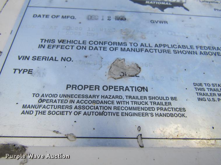 image for item DF3825 1996 Wabash National dry van trailer