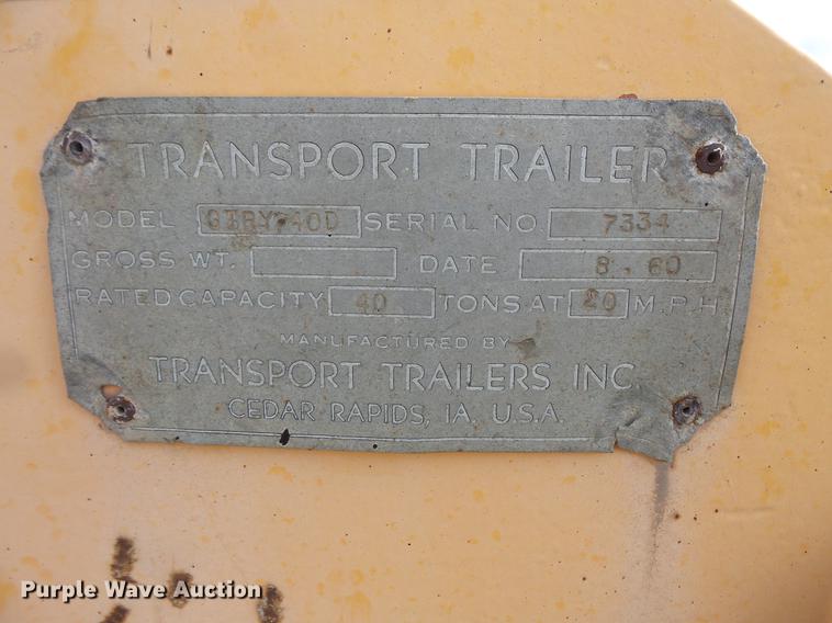 image for item DV9326 1960 Transport Trailers GTRY-40D equipment trailer