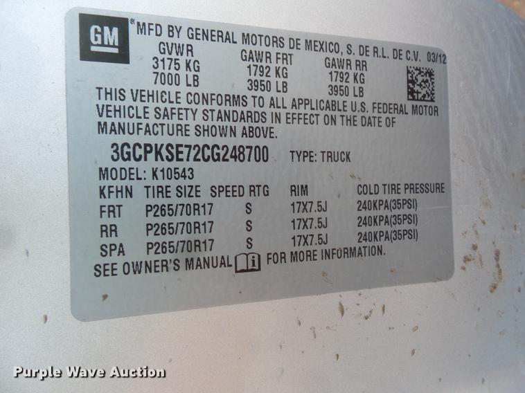 image for item DC1226 2012 Chevrolet Silverado 1500 Crew Cab pickup truck