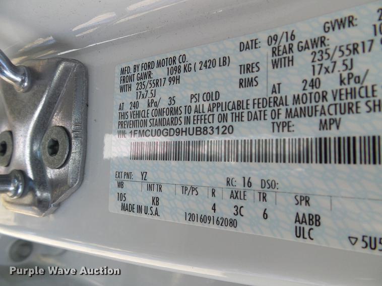 image for item DD8601 2017 Ford Escape SUV