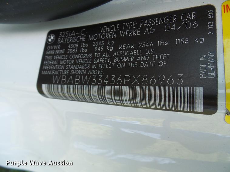 image for item DD8602 2006 BMW 3-Series 325CI convertible