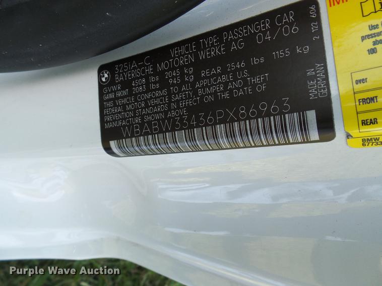 image for item DD8602 2006 BMW 3-Series 325CI convertible