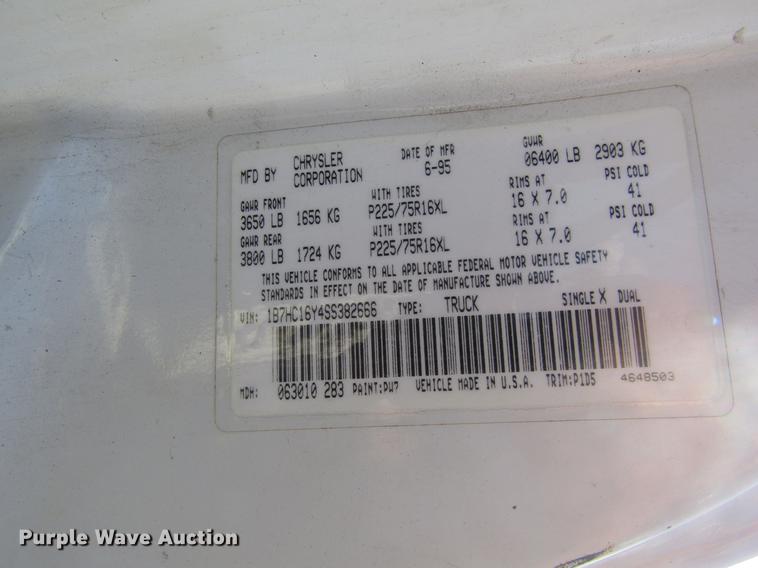 image for item DD8829 1995 Dodge Ram 1500 pickup truck