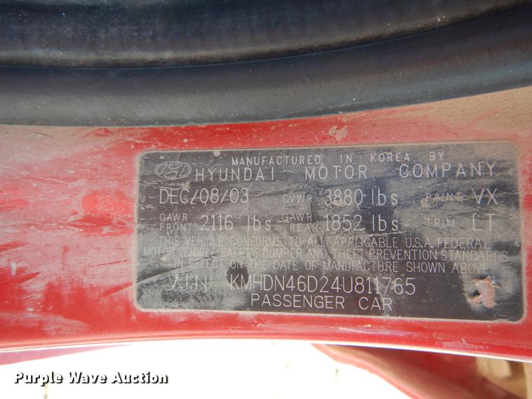 image for item DE1827 2004 Hyundai Elantra