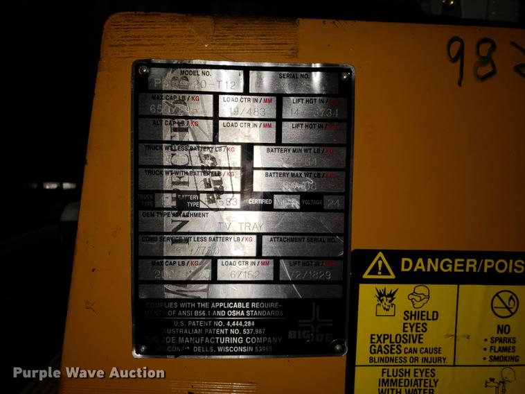 image for item DF3253 Big Joe PDBB-20-T12 man lift