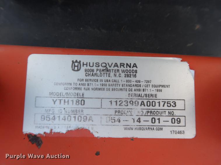 image for item DF3263 Husqvarna YTH180 lawn mower
