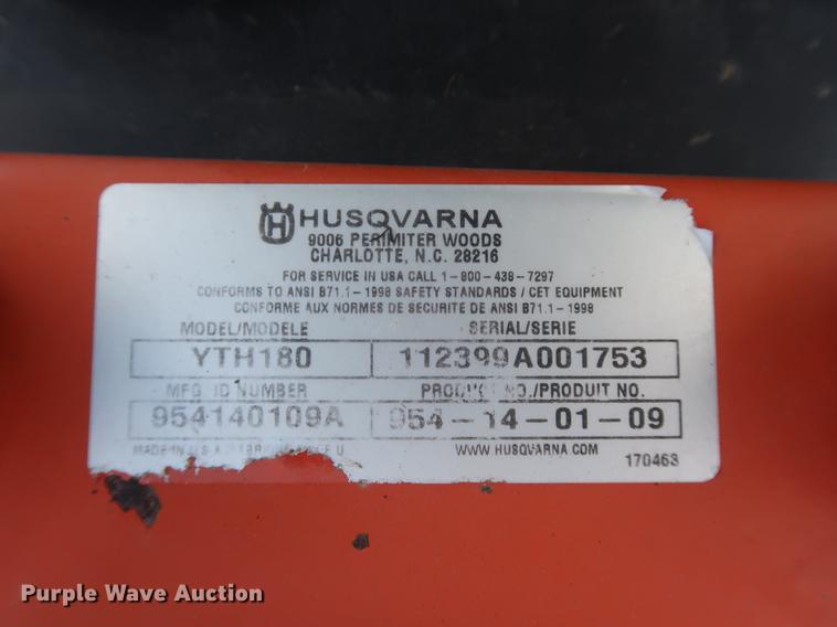 image for item DF3263 Husqvarna YTH180 lawn mower