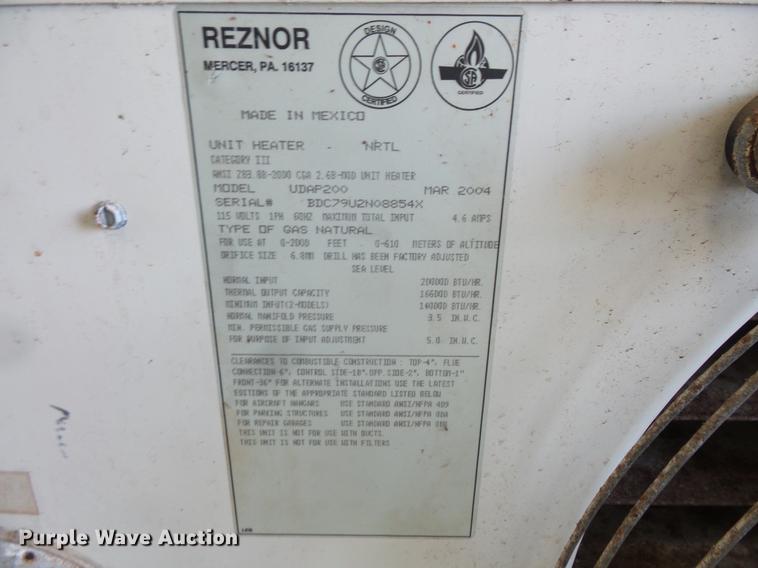 image for item DV9402 2004 Reznor UDAP200 propane heater