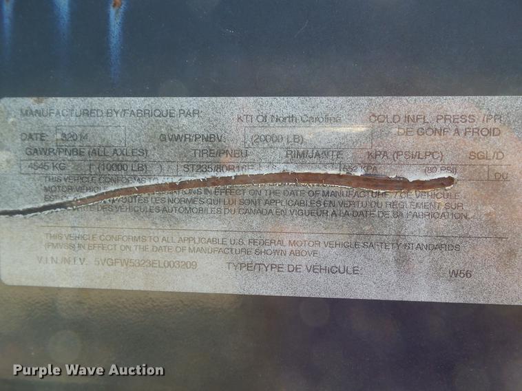 image for item DZ9346 2014 Kaufman W56 car carrier trailer