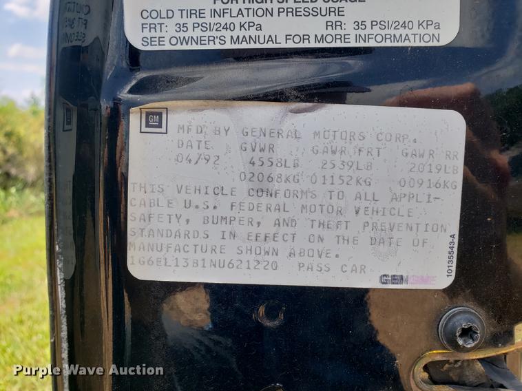 image for item EF9794 1992 Cadillac Eldorado