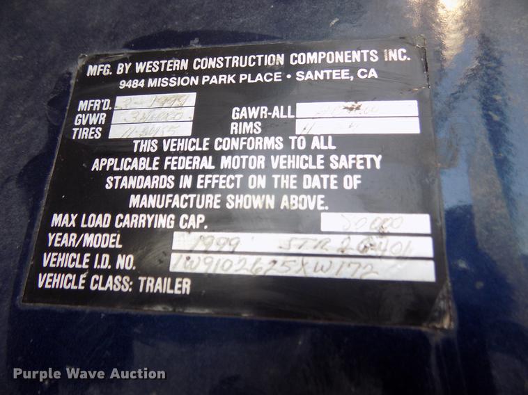 image for item DB8690 1999 Western STR26401 barrel bed end dump trailer