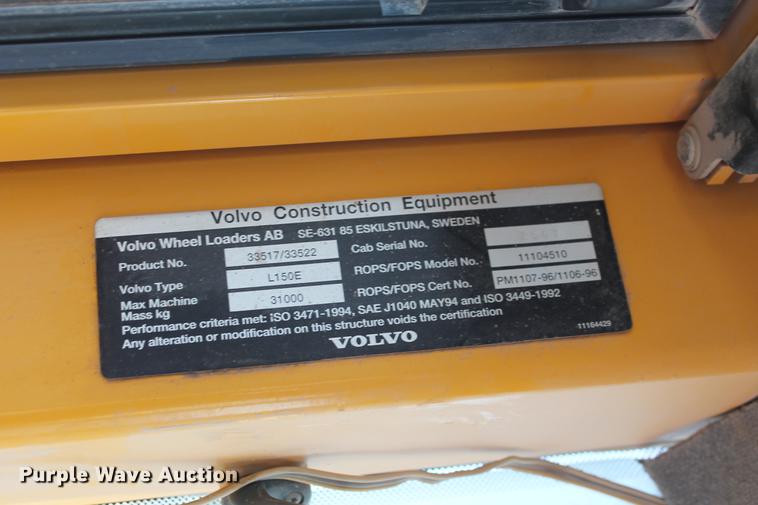 image for item DD4994 2004 Volvo L150E wheel loader