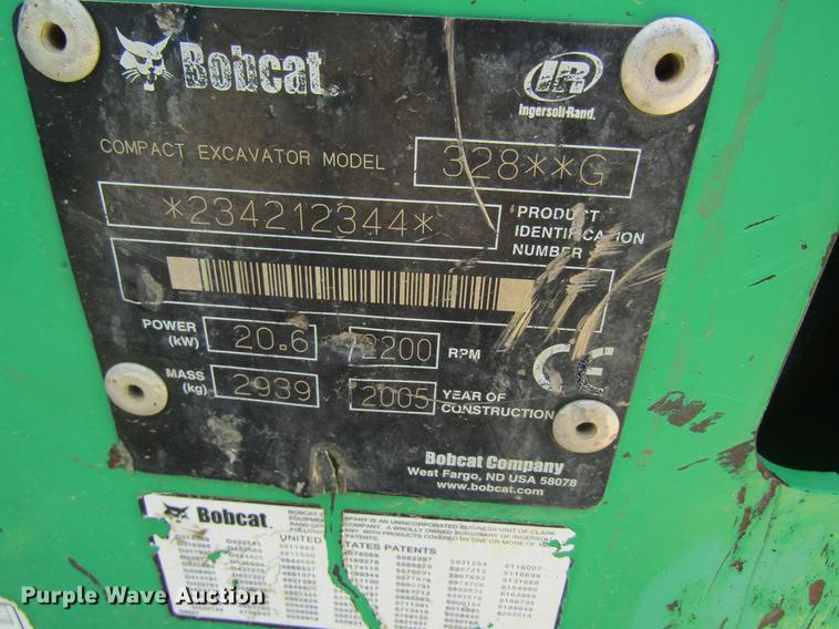 image for item DD8500 2006 Bobcat 328 mini excavator