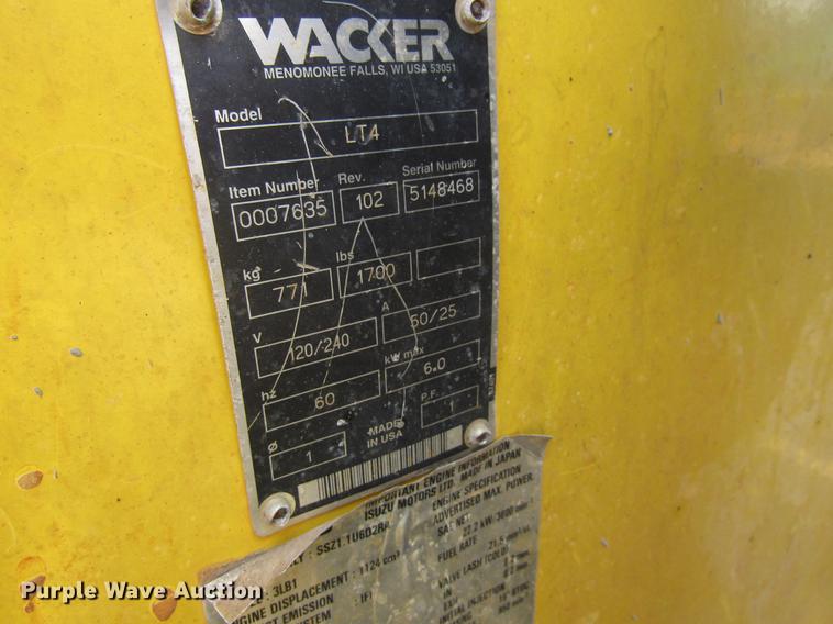 image for item DD8504 Wacker LT4 light plant