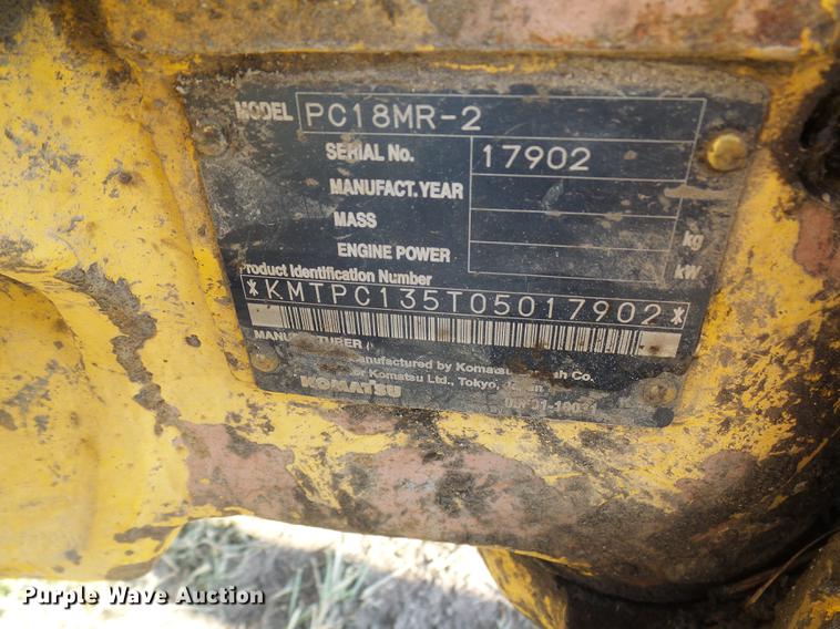 image for item DD8628 2007 Komatsu PC18MR-2 mini excavator