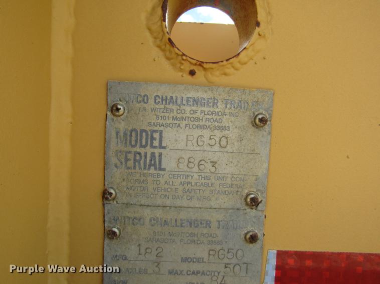 image for item DD8825 1984 Witco Challenger RG50 lowboy equipment trailer